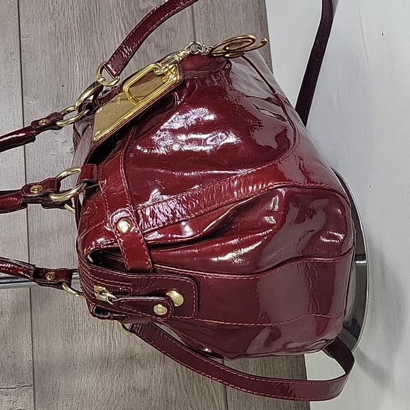 Blumarine Burgundy Patent Leather Crossbody Handbag - Picture 3 of 12